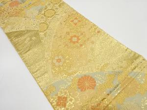 アンティーク　地紙に華紋・菊・桐模様織り出し袋帯（着用可）